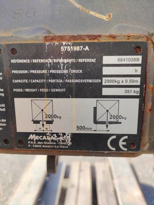 Lève palette Mecalac attache connect - 6/8MCR