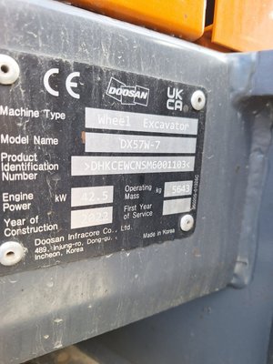 Pelles sur pneus Doosan DX57W-7